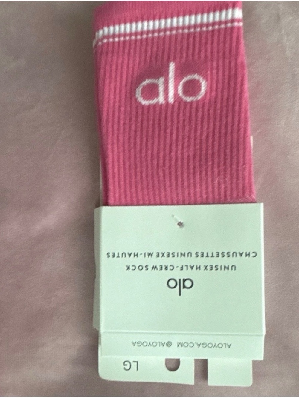 Alo Pink Ribbed Crew Socks